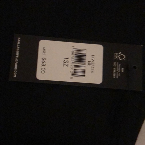 Karl Lagerfeld Black Rectangular Scarf Embellished Stud Choupette & Logo OS NWT - Picture 16 of 16